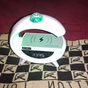 White Wireless Charging Alarm Clock by